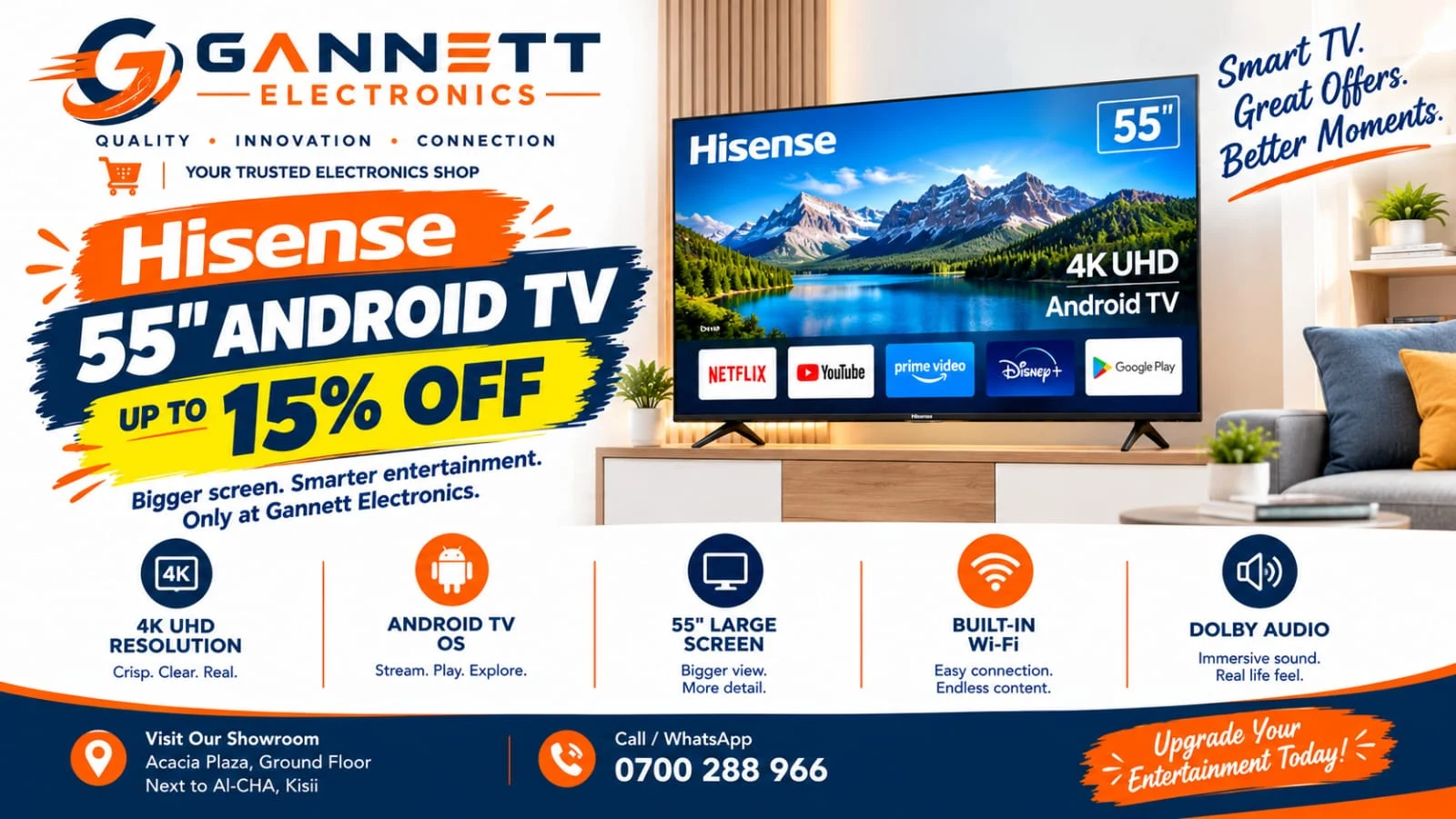 Hisense 55-inch Android TV, up to 15% off